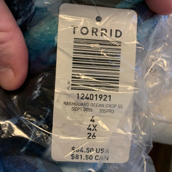 NEW Torrid 4 Swim Wireless Rash Guard Crop Ocean - Picture 11 of 11